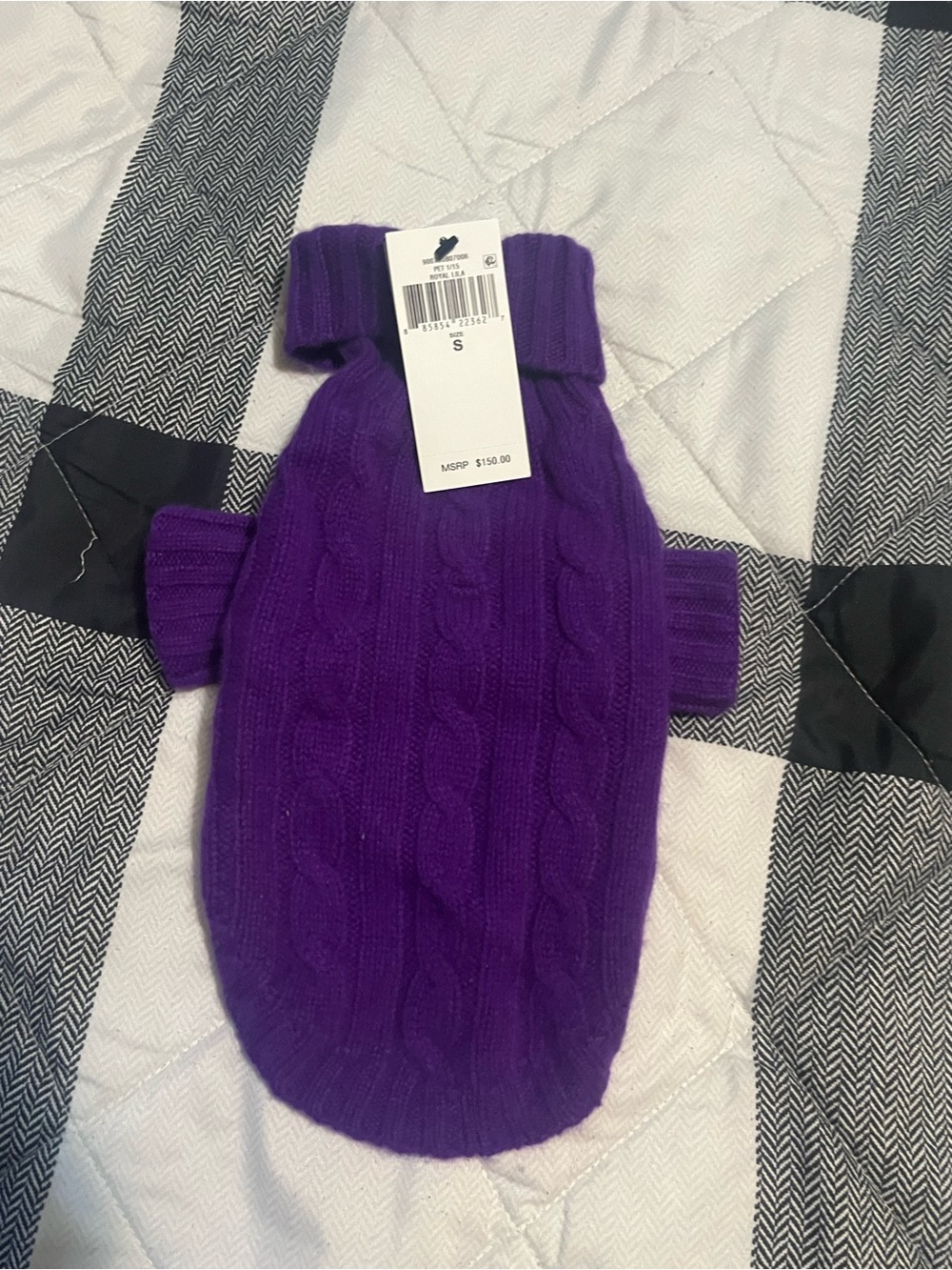 Ralph Lauren Purple Cable-Knit Turtleneck Sweater for small dog